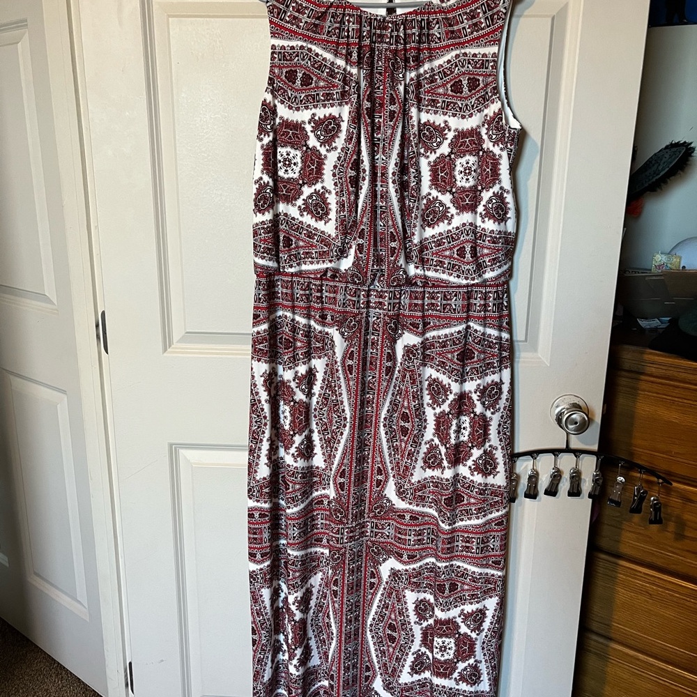 London Times Red and White Patterned Maxi Dress